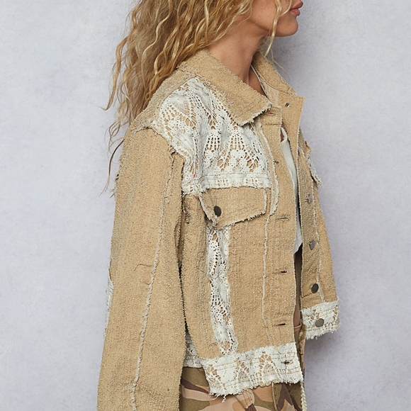 070 The Harmony Jacket with Floral Embroidery In Sand - Picture 4 of 9